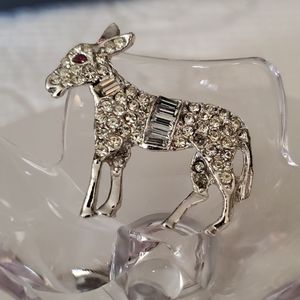 Rhinestone donkey brooch pin.